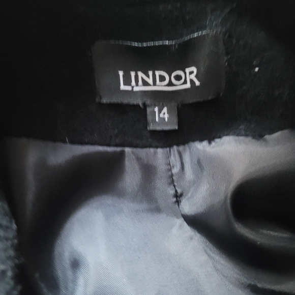 Lindor Black Wool Blend Zippered Front Light Coat Sz.14 - Picture 6 of 6